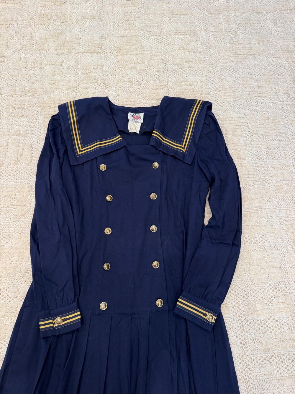 Vintage 80s Dress.20s Style Sailor Dress.Lanz Dress Navy Blue Sailor Dress Sz 8 - Picture 9 of 15